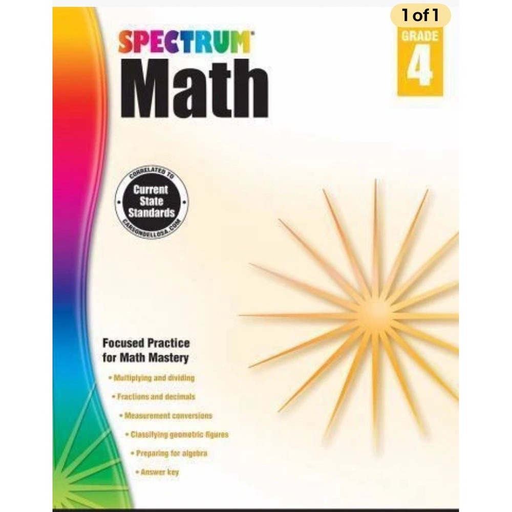 Spectrum Math Workbook Grade 4 Paperback Carson-Dellosa Mathematics Algebra
